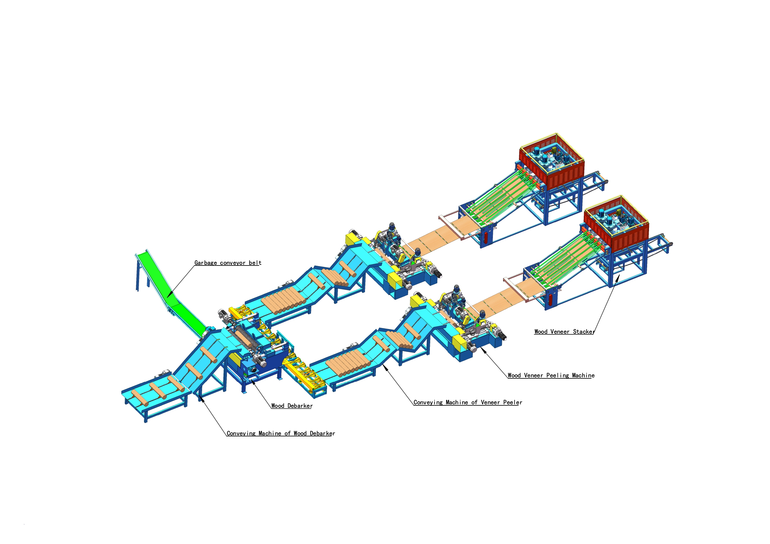 The Alva Woodworking Team Officially Started The One-to-two Peeling Machine Production Line Customized for Brazilian Customers